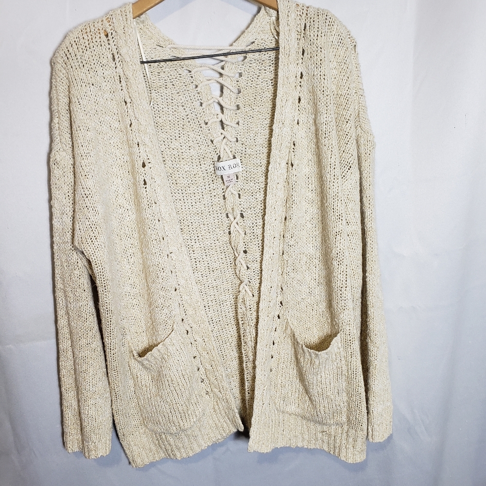 Knox Rose Cozy Cream Knit Sweater Medium - Picture 3 of 12